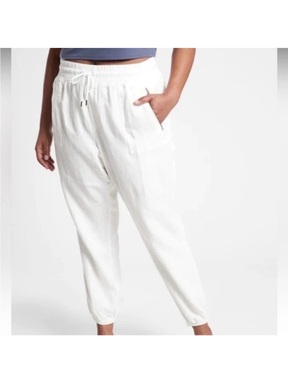 Athleta White Cabo Linen Jogger Pants Women’s